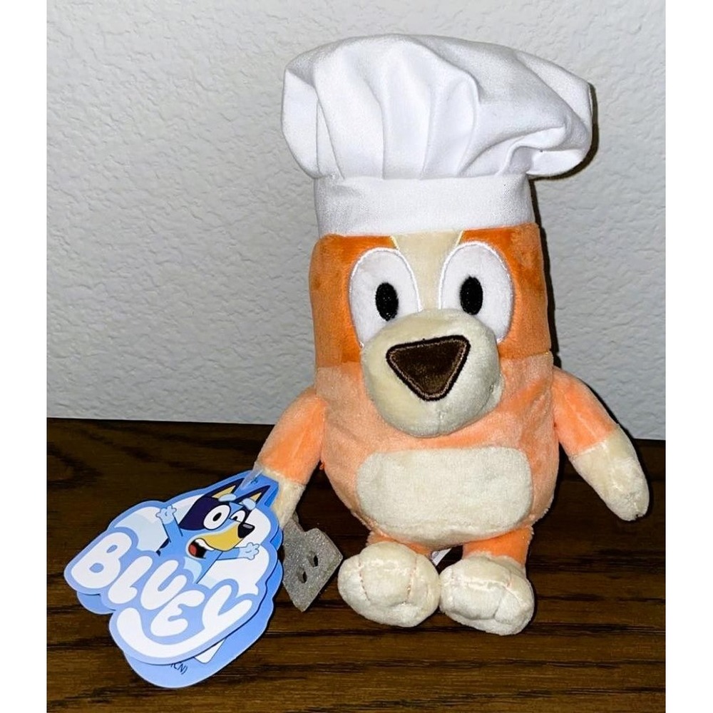 NWT Bluey Friends Chef Bingo Plush w Spatula Stuffed Animal Dog 6.5"